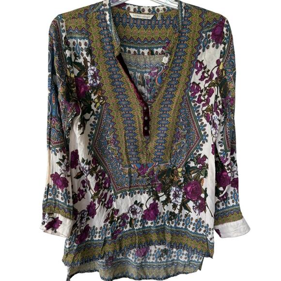 Soft Surroundings Size M Knit Half button boho top - Picture 1 of 9